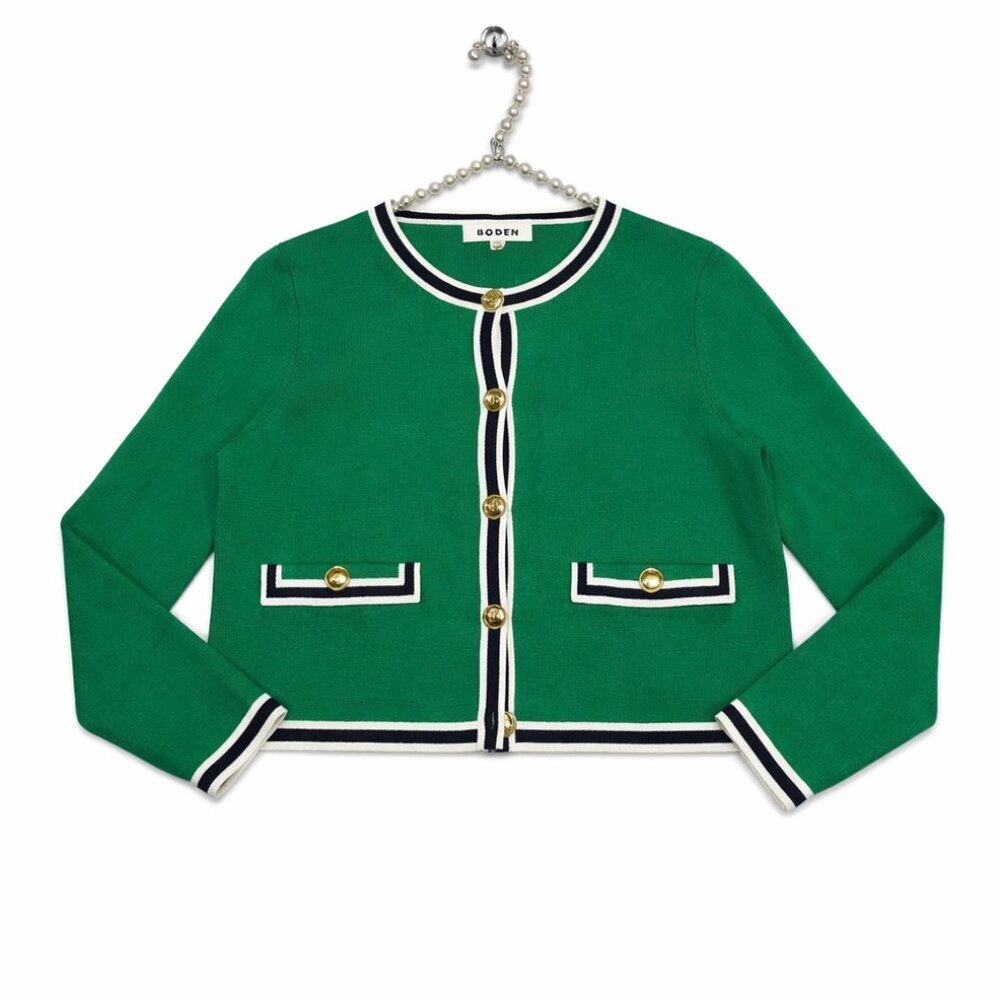 BODEN Holly Knitted Jacket Cotton Cardigan Sweater Size 10 EUC - Picture 3 of 7